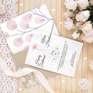 ティーローズの結婚式招待状、ピンクブラッシュの招待状テンプレート、デジタルダウンロード、魅力的なゴールドフラワーのテンプレート、モダンなパステルカラーの招待状