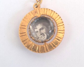 Love Me Tender: Vintage Elvis Presley Gold Double Sided Tribute 1970s Spinning Souvenir Charm Keychain