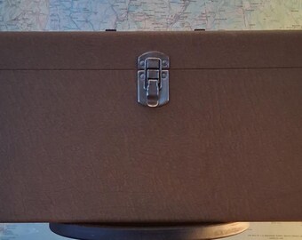 Vintage Carol Wide Double DJ Deejay 45 RPM Storage Box 7 " Record Case Brown Faux Leather