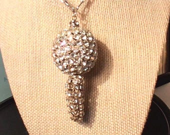 I Feel Love : Vintage Rhinestone Oversized Disco Ball Tassel Lariat Flapper Long Necklace