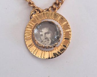 Love Me Tender: Vintage Elvis Presley Gold Double Sided Tribute 1970s Spinning Souvenir Charm Bracelet