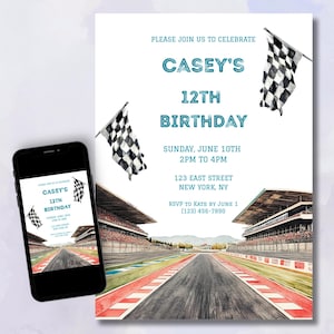 Race Car Birthday Party Invite | Formula 1 Watch Party | F1 Grand Prix | Editable DIY Canva Template | Instant Download Digital & Print