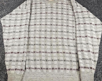 Vintage St John's Bay Men’s Knitted Sweater Medium Tall Grey Patterned Pullover