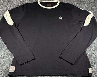 Vintage EVISU Ranch & Co Long Sleeve T-Shirt Black Ringer Godhead Logo Y2K L