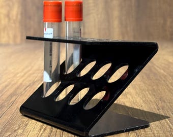 Handmade Acrylic Z Test Tube Holder: 8 Slot Rack for 16x100mm Glass Tubes