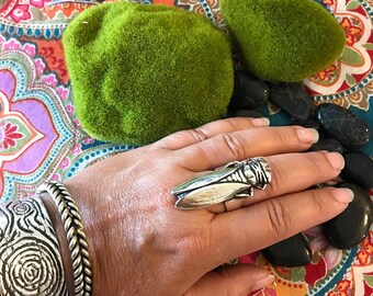 Cicada Ring: Sterling Silver or Bronze Insect Jewelry - Symbol of Transformation