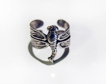 Libelle Ring verstellbar: Sterling Silber oder Bronze, Natur Schmuck