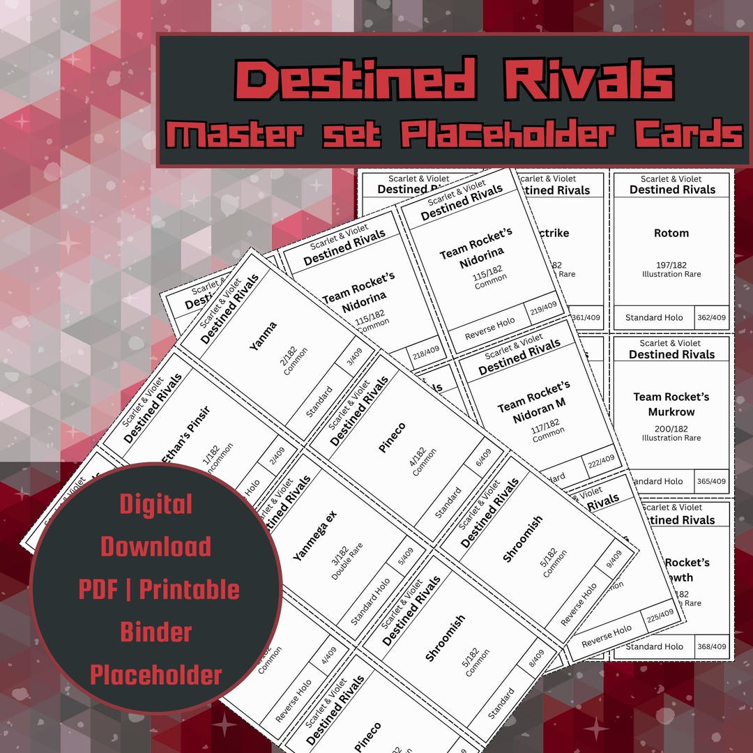 Kaye Rivals Printable Destined Rivals Binder Placeholder Cards | Printable Master Set ...