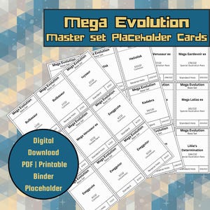 Mega Evolution Binder Placeholder Cards | Printable Master Set Placeholders | PDF | Digital Download