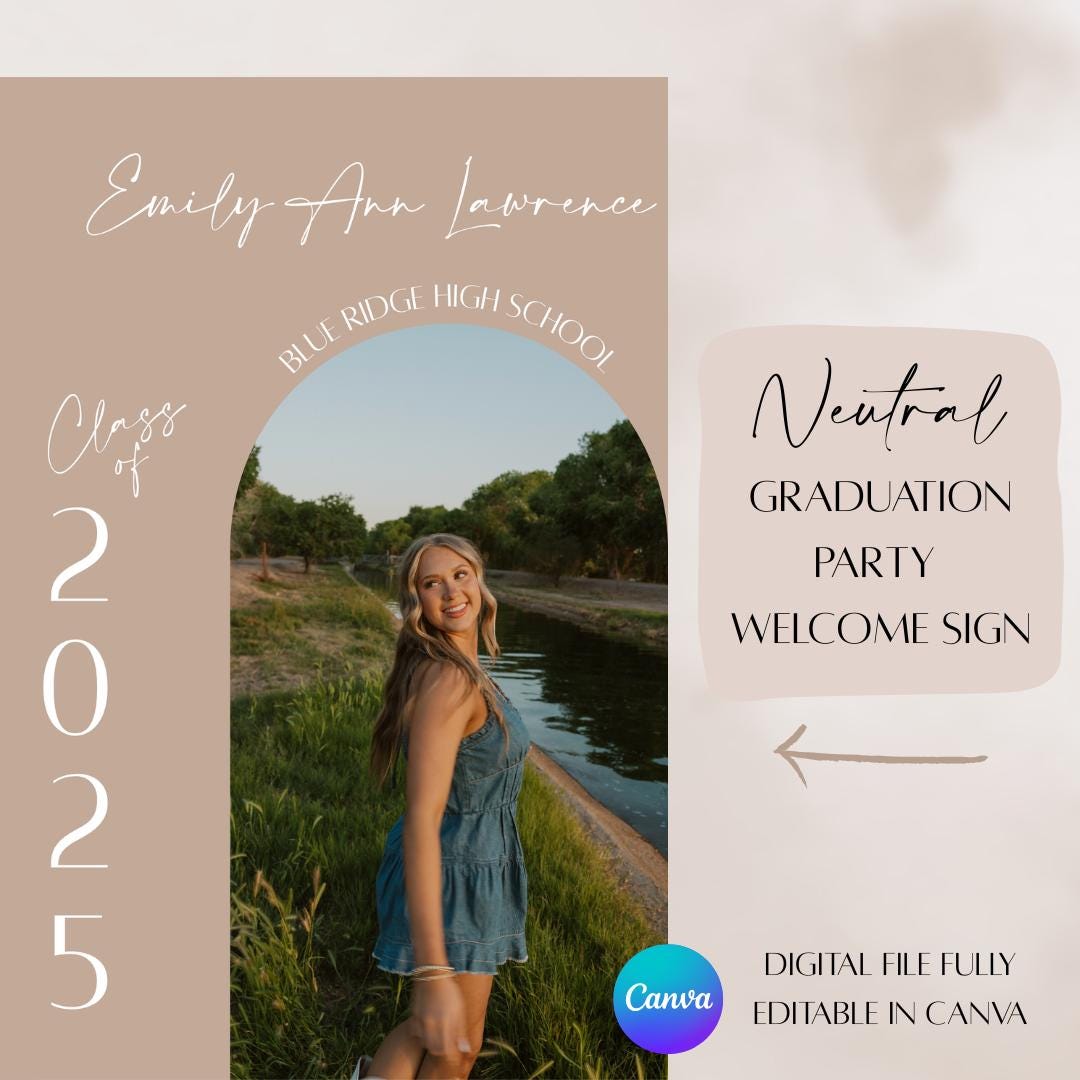 Graduation Welcome Sign Neutral Boho | Digital File | Editable Party ...