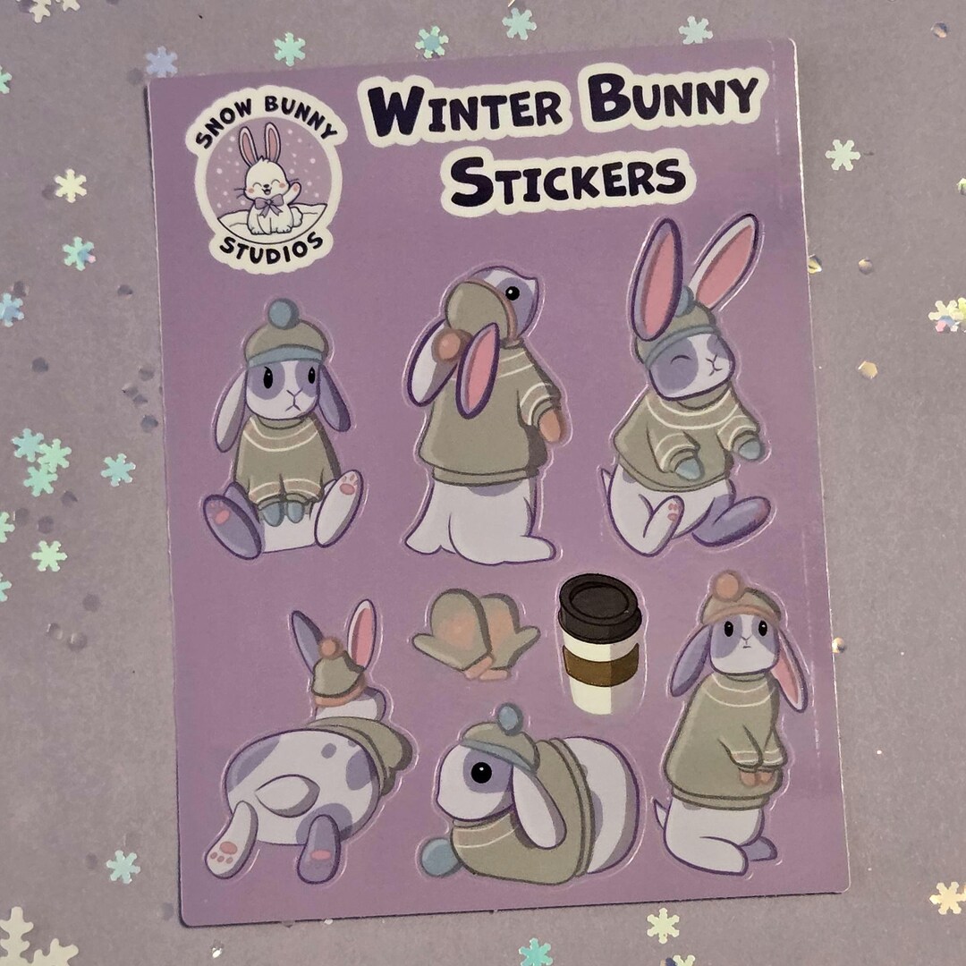 Winter Bunny Sticker Sheet - Etsy