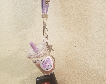 Liquid Boba Tea Keychain with Wrist Lanyard