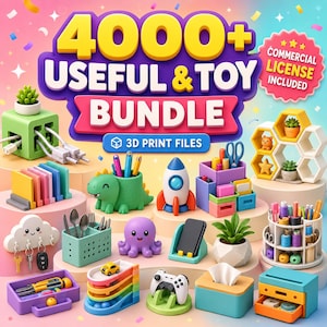 4000+ användbara STL- och leksakspaket | 3D-utskrivbara prylar, arrangörer, fidgets och leksaker | Utskriftsfärdiga digitala filer