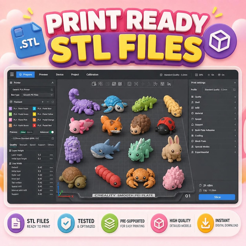 5000+ Mini Flexi Animals STL Bundle | Articulated Print-in-place Animal ...