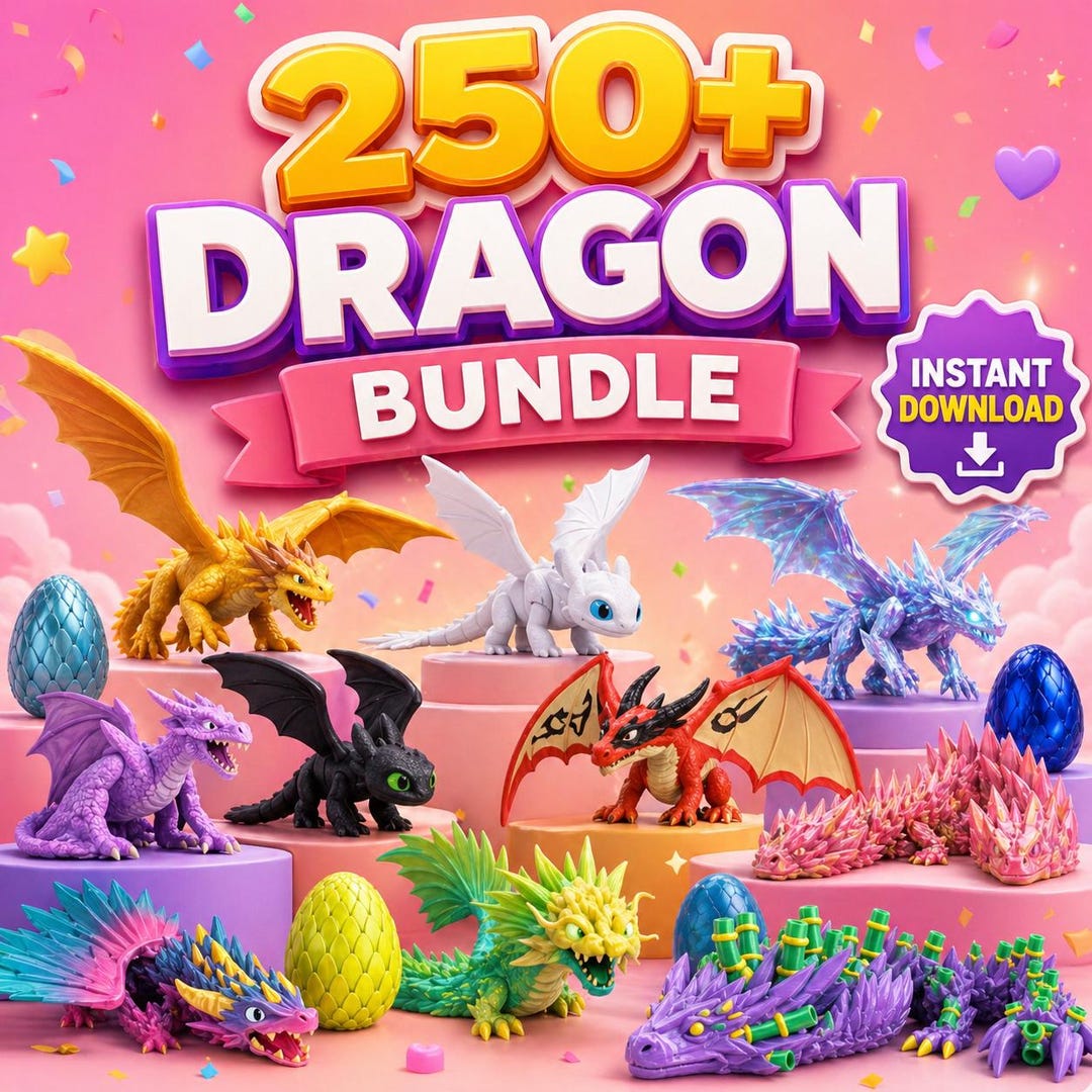 250+ Dragon STL Bundle | Flexi Articulated Dragons | Fantasy 3D Print ...