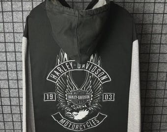 Harley Davidson motorcycle hoodie embroidered size Large