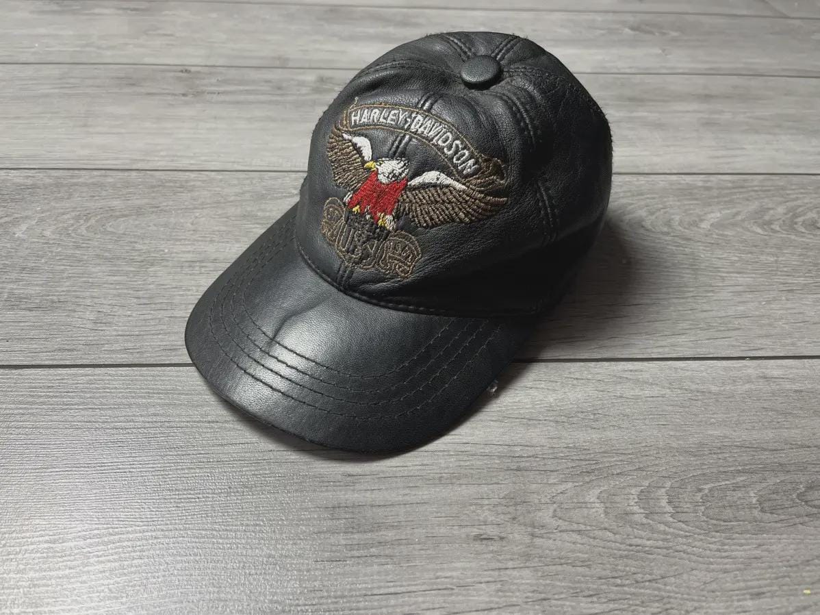 Vintage Leather Harley Davidson Hat - Etsy Australia display picture 1