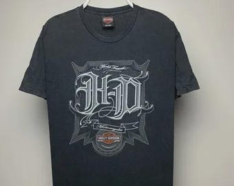 Harley Davidson T-shirt L black vintage big logo reverse
