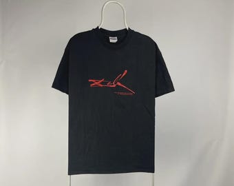 Klasyczny czarny t-shirt Salvadora Daliego z lat 90. XX wieku, rozmiar XL