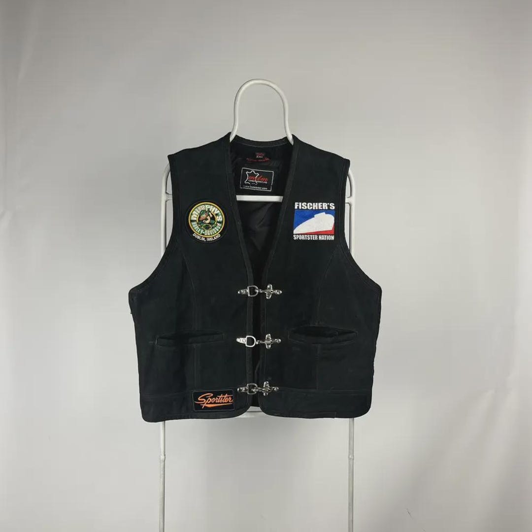 ヴィンテージレザーベスト バイカークラスプ サイズ XXLarge - Etsy 日本