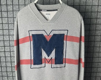 Moschino Jeans Vintage Cotton V Neck Sweatshirt Size M