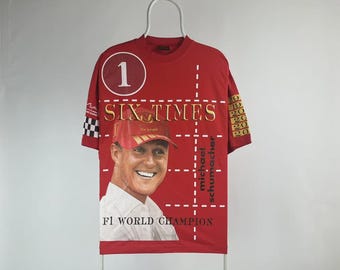 Koszulka wyścigowa Vintage Ferrari F1 Michael Schumacher z nadrukiem