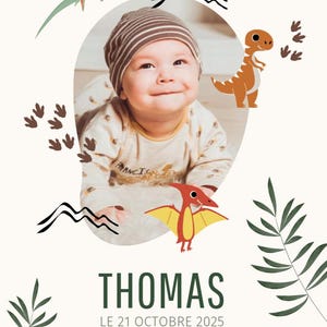 Anuncio de Bautismo Personalizable – Lindo Dinosaurio – Formato Digital para Imprimir