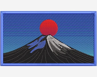 富士山の刺繍パターン：日本の風景画（PDFデジタルチュートリアル
