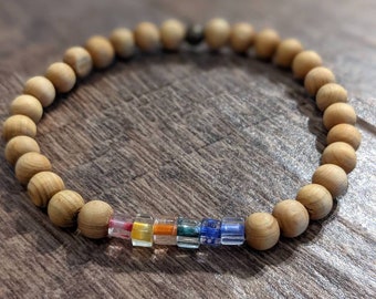 Pulsera de madera Glass Rainbow Thuja