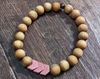 Pasado, presente, futuro Flechas rosas Thuja Pulsera de madera