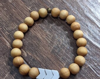 Pasado, presente, futuro Flechas de lavanda Thuja Pulsera de madera