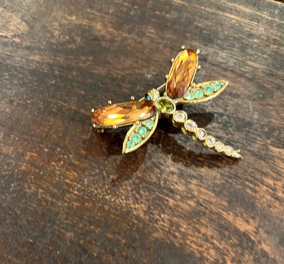 Authentic Jay Strongwater Dragon Fly Pin, Yellow,… - image 1