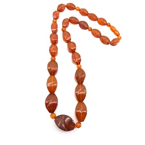 1930s Carved Cognac Bakelite Graduated Art Deco Necklace Absolutely Scrumptious