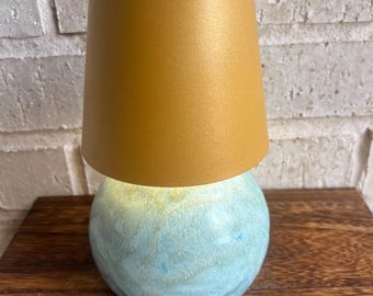 Handmade ceramic accent lamp. Wheel thrown, cordless and rechargeable.