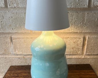 Handmade ceramic accent lamp. Wheel thrown, cordless and rechargeable.