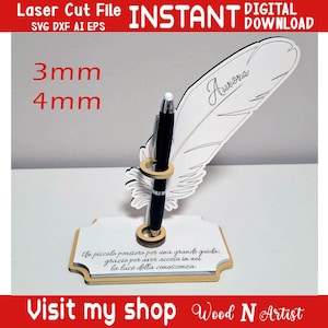 Porta penna personalizzato legno piuma | Regalo maestra fine anno | Portapenne incisione laser | Idee regalo insegnante originale