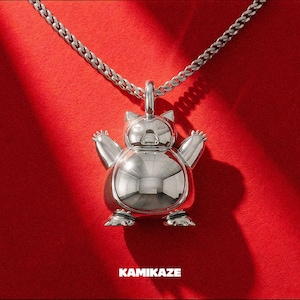 Großer schlafender Riesenbär-Anhänger aus Sterlingsilber – Gamer-Halskette