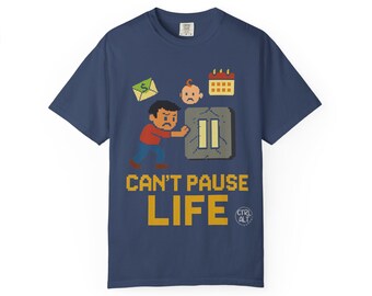 Cannot Pause Life Pixel Shirt Funny Gamer Dad Tee