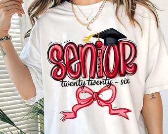 Coquette Senior 2026 PNG: Girly Graduation Shirt Design (Digital Download)