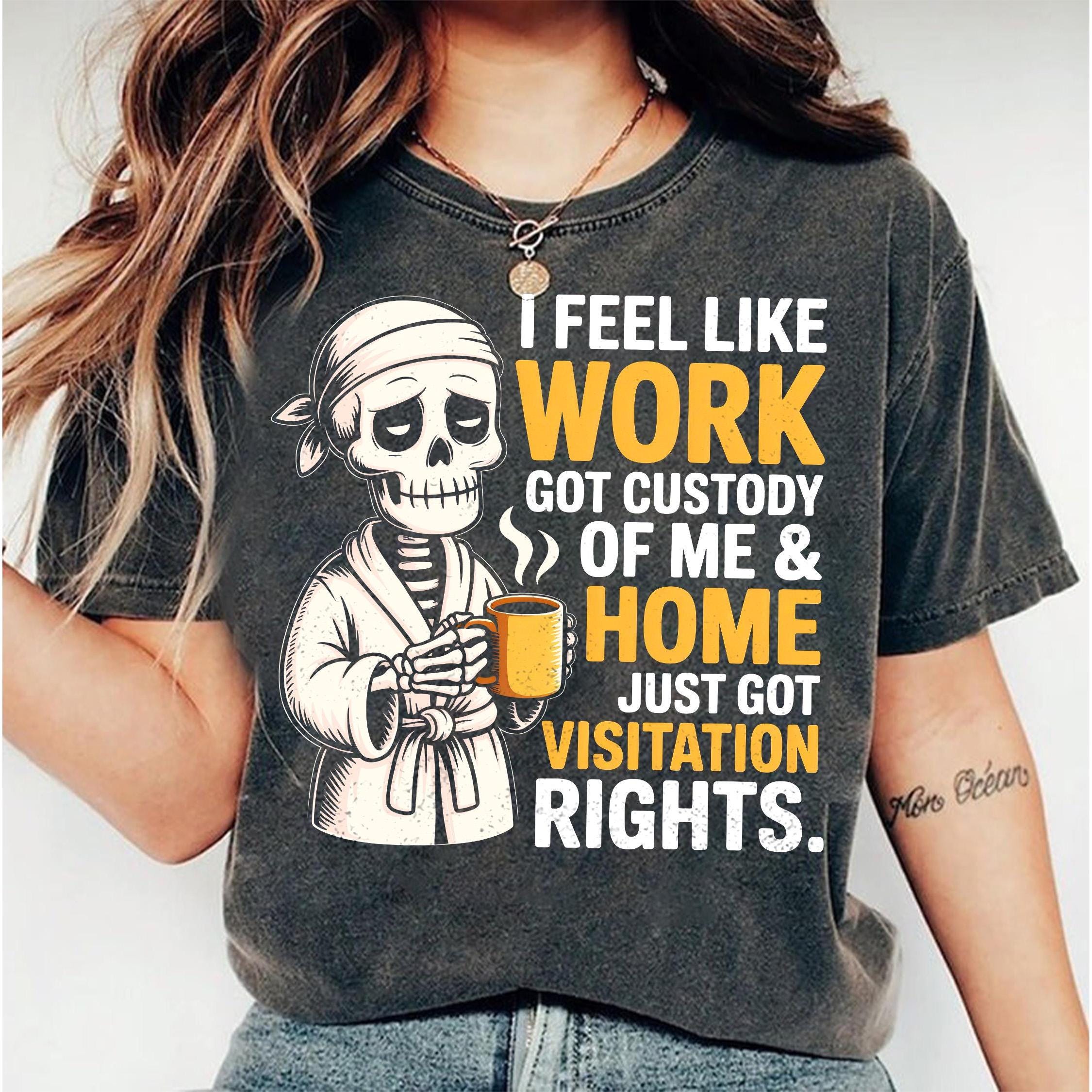 Funny Work Life Balance Skeleton PNG: Halloween Custody Saying (digital ...