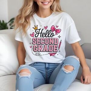 Hello Second Grade PNG: Glitter Back to School Design (Digital Download