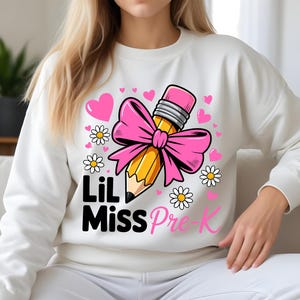 Little Miss Pre-K Png, Sublimation Design, Kids Png, Pre-Kindergarten Png, Coquette Bow Png, T-Shirt Design, Digital Download Png, DTF
