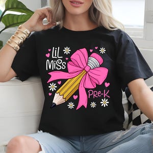 Lil Miss Pre-K PNG: Pencil with Pink Bow, Back to School (Digital Download)