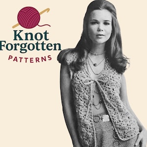Vintage Crochet Vest Pattern- Women&#39;s Boho Summer Top - Retro 70s Style Crochet Tank - Crochet 70s Fashion - Digital Download