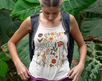 Vintage Pressed Flowers Design Comfort Soft Tank Top