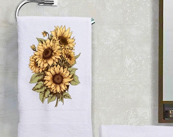Sunflower Bunch Decorative Terry Cloth Cotton Hand Towel
