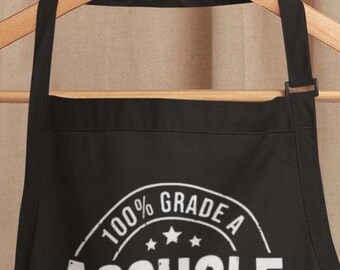 100% Grade A As*hole Funny Humor Design Cotton Unisex Bib Apron