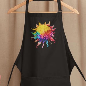 Rainbow Sun Colorful Design Cotton Unisex Bib Apron