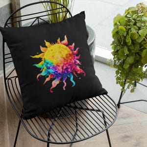 Rainbow Sun Colorful Design Soft Cotton Pillow Cover