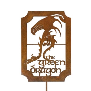 グリーンドラゴン LOTR ガーデンスティックサイン ヤードアート - 米国内送料無料